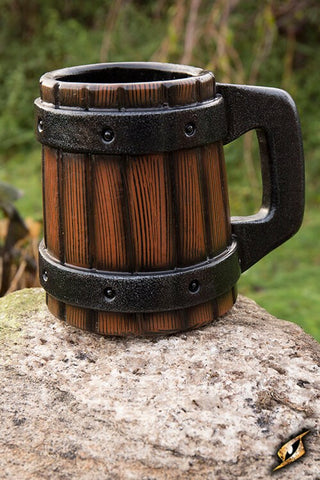 Beermug with metal bands