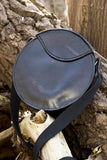 Round Leather Bag Black