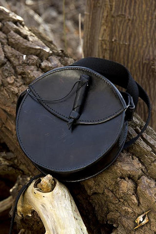 Round Leather Bag Black