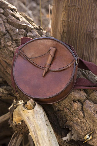 Round Leather Bag Brown