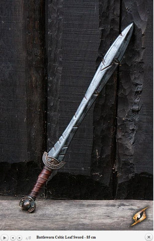 Battleworn Celtic Leaf Sword - 85 cm