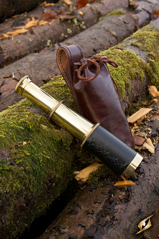 Telescope With Leather Pouch Brass