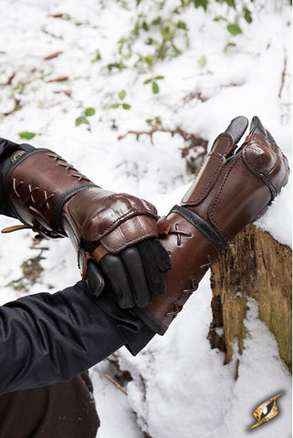 Leather Gauntlet Brown Right Hand